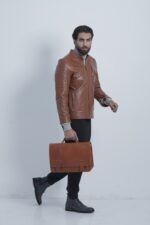 کاپشن مردانه چرم مدل موتوری - آموت چرم - Image 21