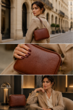 کیف دوشی زنانه چرم مدل بنفشه - آموت چرم - Image 6