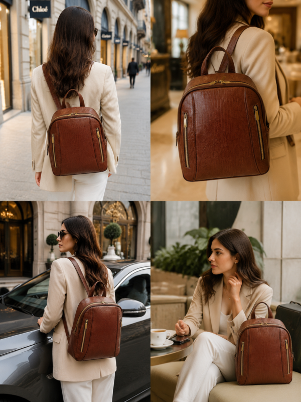 کوله چرم زنانه مدل کاترین - آموت چرم - Image 8