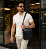 کیف دوشی مردانه چرم مدل کاسپین - آموت چرم - Image 13