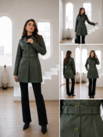 کاپشن چرم زنانه یقه انگلیسی - آموت چرم - Image 2