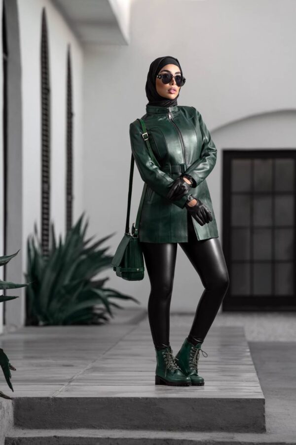 کاپشن چرم زنانه مدل سمیرا بلند - آموت چرم - Image 22