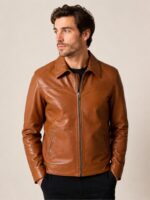 کاپشن چرم مردانه مدل یقه آمریکایی - آموت چرم - Image 5
