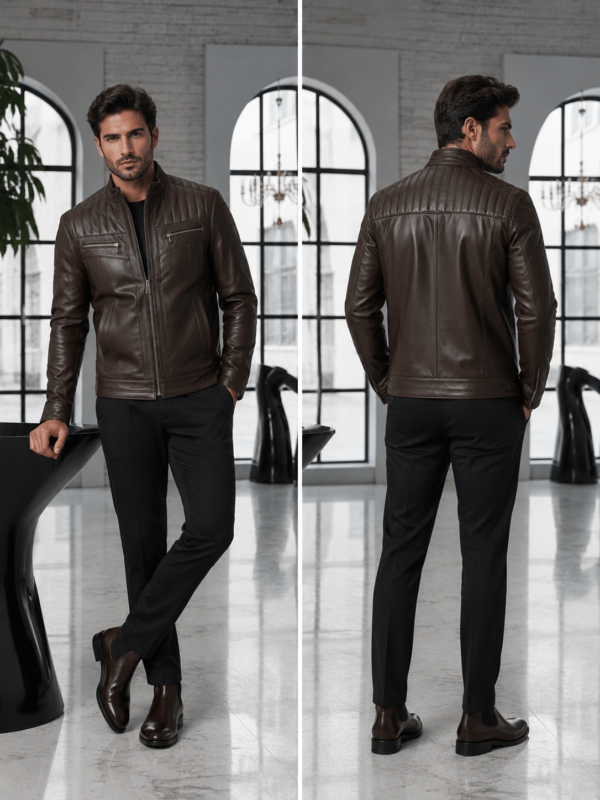 کاپشن چرم مردانه مدل مارکو - آموت چرم - Image 4