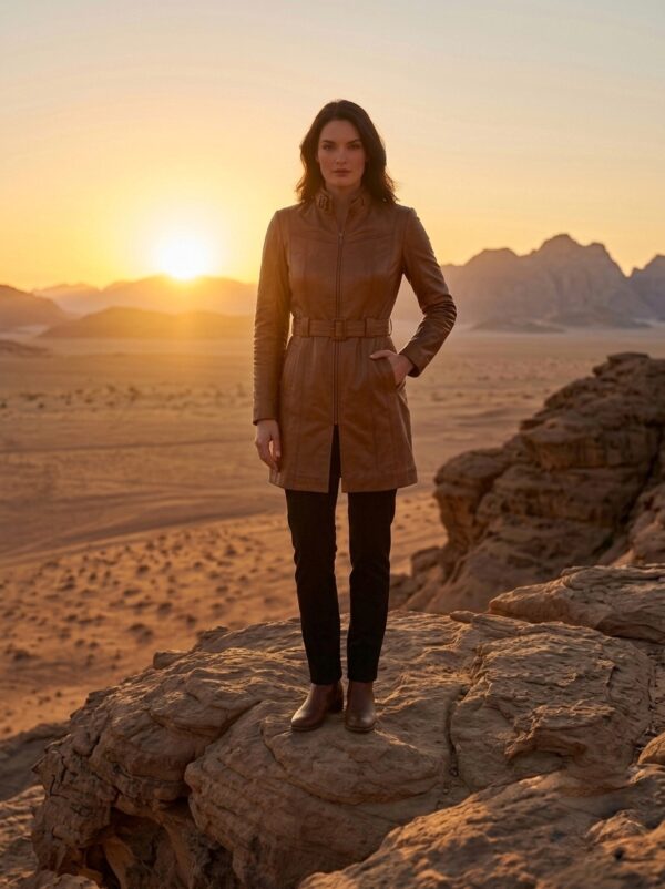 کاپشن چرم زنانه مدل سمیرا بلند - آموت چرم - Image 6