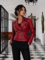 کاپشن چرم زنانه مدل پلیسی - آموت چرم - Image 3