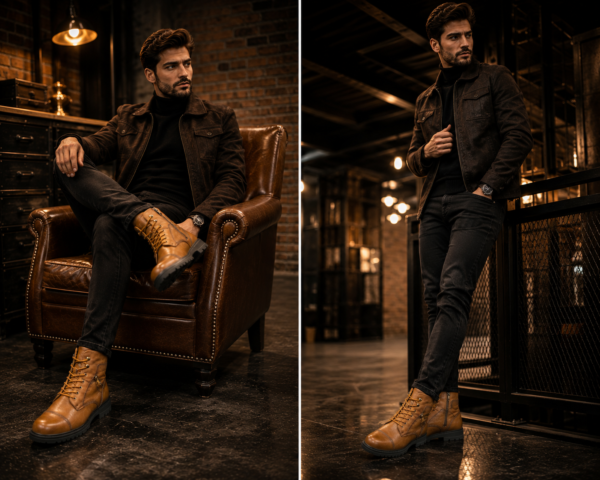 نیم بوت تمام چرم مردانه کد m5 - آموت چرم - Image 6